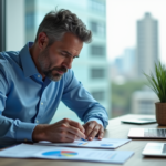 Analyste financier examine échantillons de cuivre en bureau