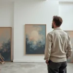 Artiste contemporain espagnol dans son atelier évaluant une œuvre abstraite pour le Prix Philip Morris Espagne 2026