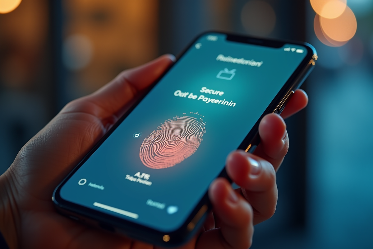 Smartphone avec confirmation de paiement et empreinte digitale
