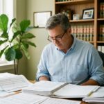 Contribuable français examinant des documents fiscaux liés à la défiscalisation en outre-mer dans son bureau