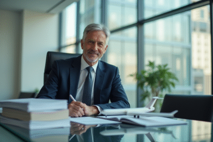 Cadre d’un cadre confiant en costume dans un bureau moderne
