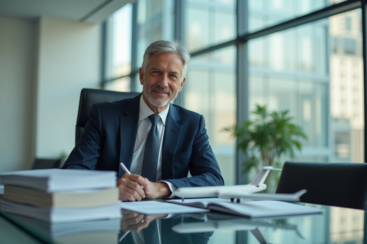 Cadre d’un cadre confiant en costume dans un bureau moderne