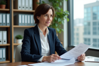Femme d affaires en réunion dans un bureau moderne