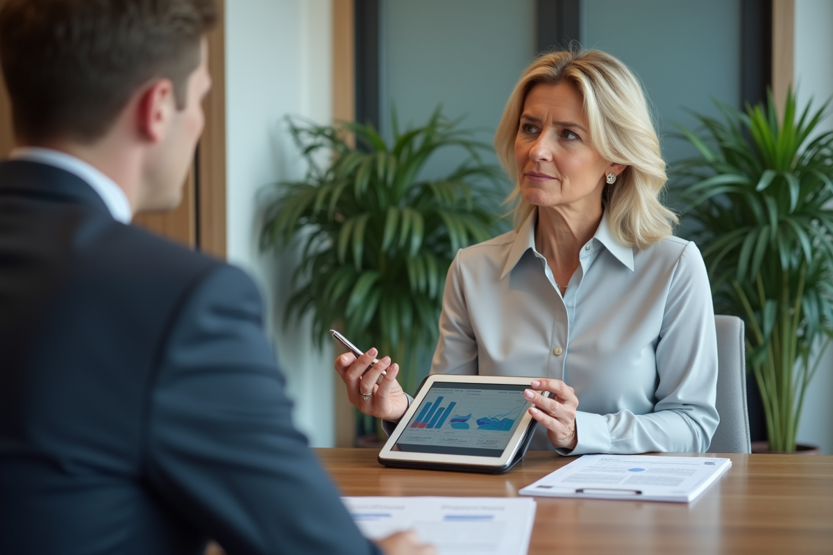 Femme professionnelle discutant avec un conseiller fiscal