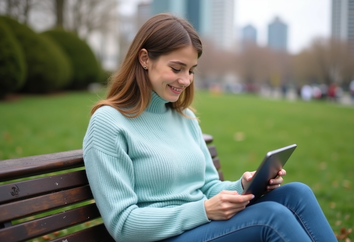 Jeune femme compare offres d