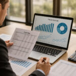 Homme d'affaires analysant des graphiques financiers au bureau