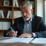 Homme d'affaires en réunion dans un bureau moderne