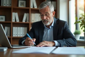 Homme d'affaires en réunion dans un bureau moderne