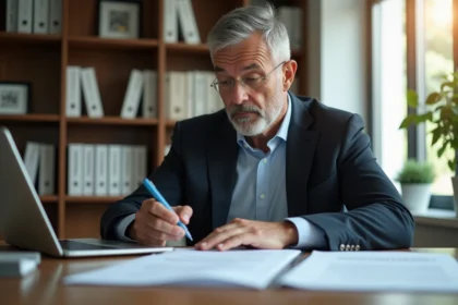 Homme d'affaires en réunion dans un bureau moderne
