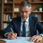 Homme d'affaires concentré à son bureau moderne