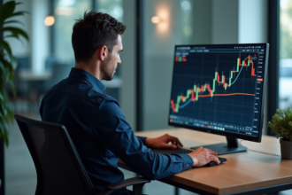 Homme d'âge moyen analysant un graphique en bureau moderne