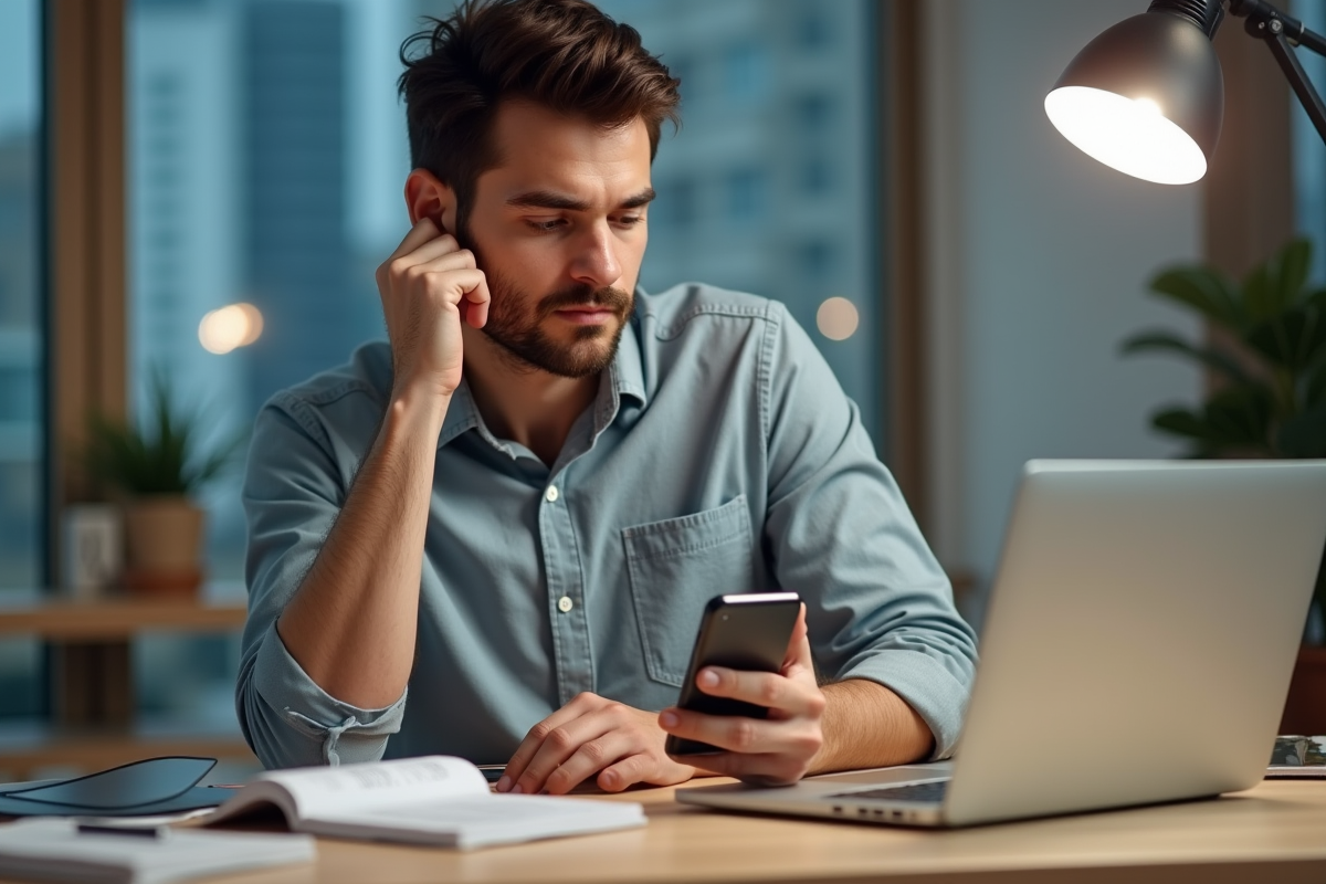 Jeune homme compare portefeuille crypto et hardware wallet