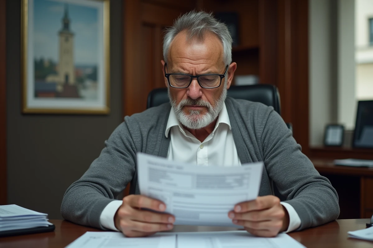 Homme d age vérifiant un relevé bancaire