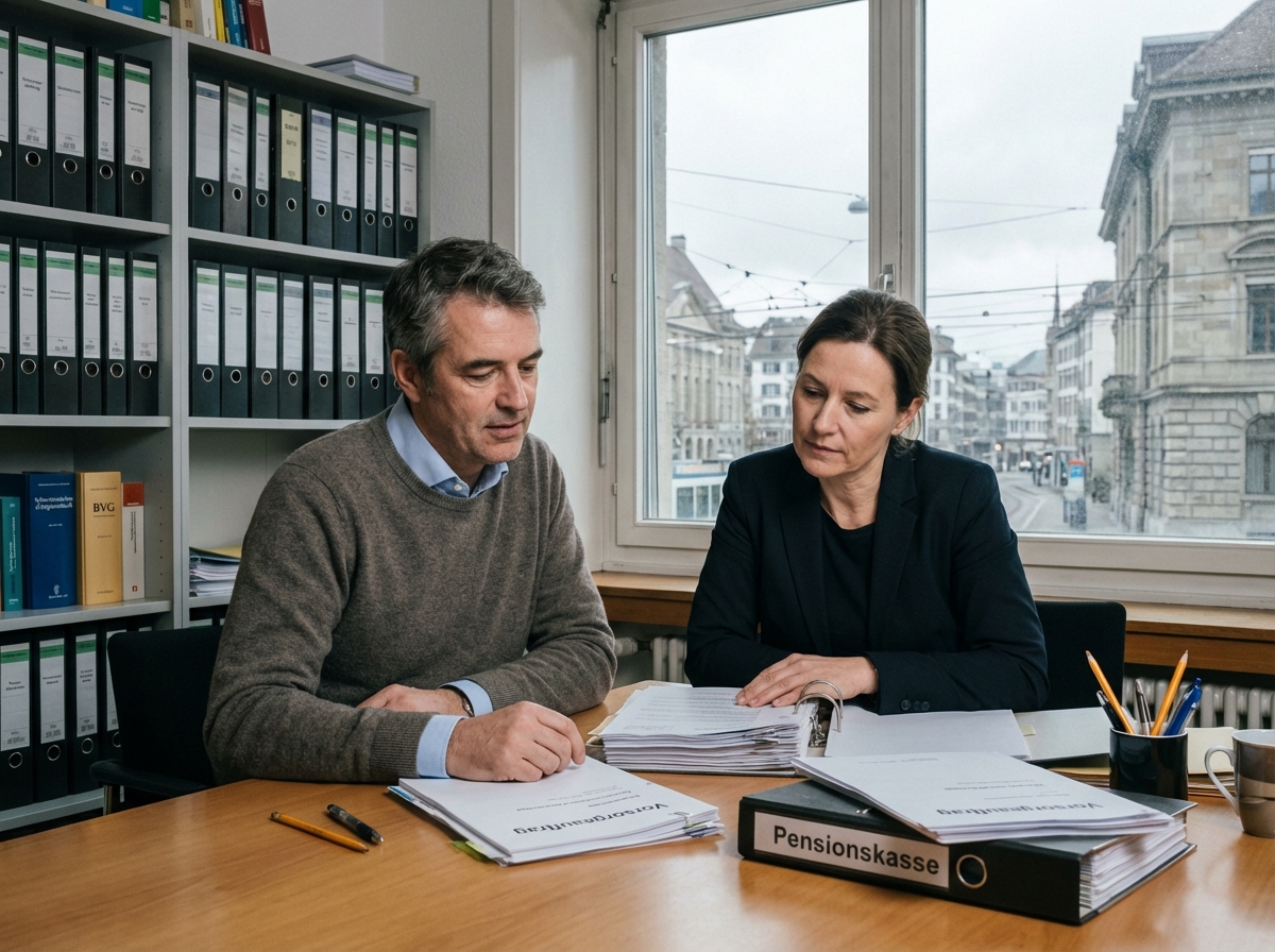 Homme suisse en réunion avec conseiller pour la pension