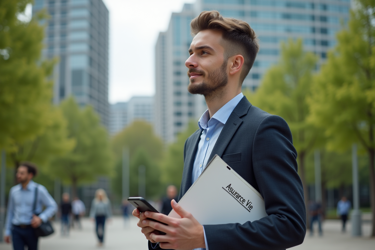 Jeune homme professionnel dans un parc urbain