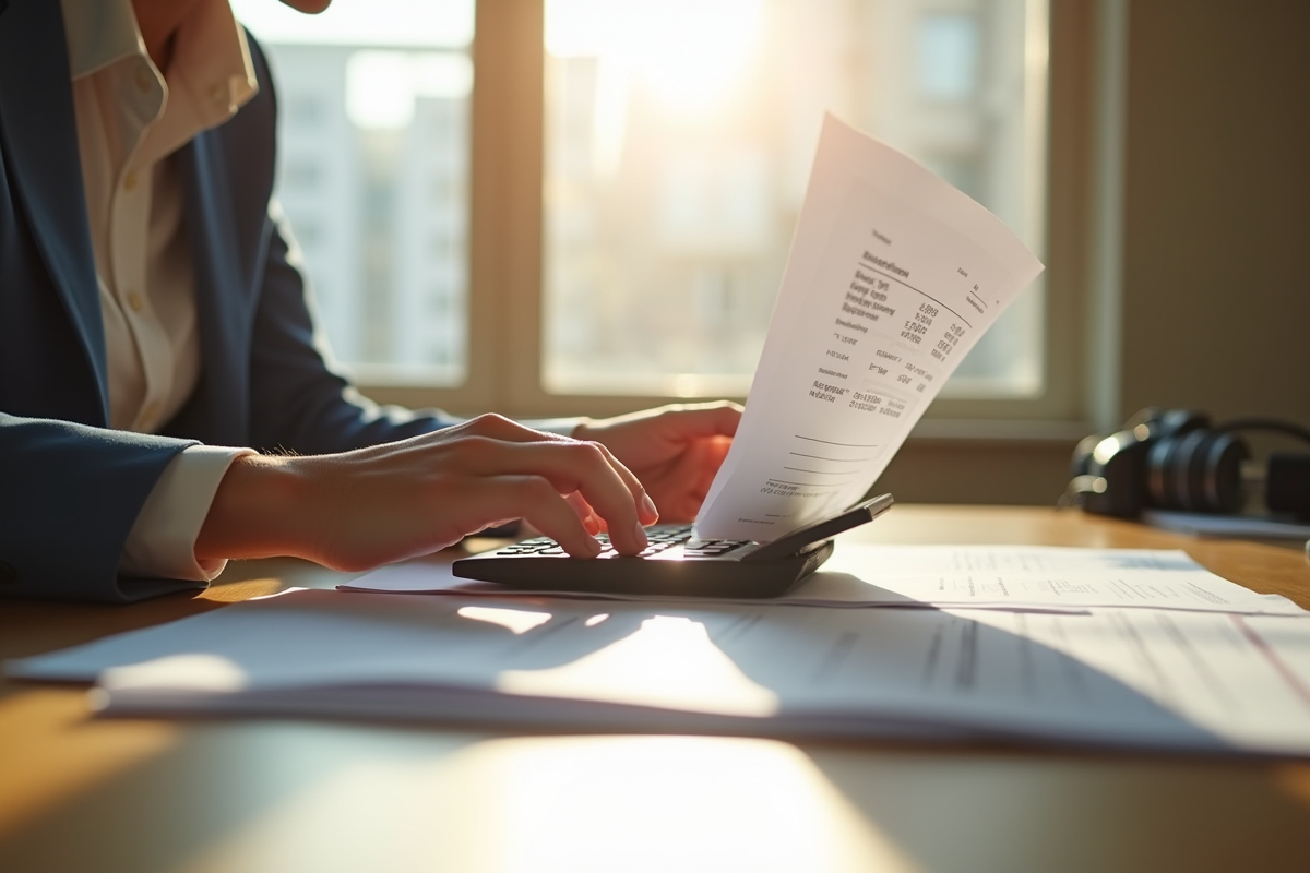 Personne analysant une fiche de paie au bureau en plein jour