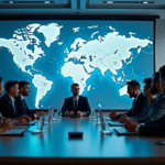 Professionnels d'affaires de différents continents autour d'une table