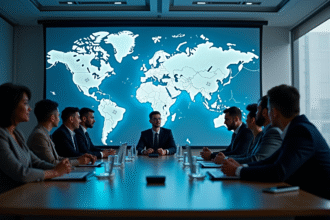 Professionnels d'affaires de différents continents autour d'une table