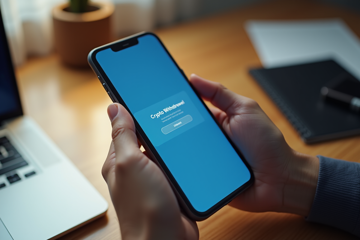Smartphone montrant une notification de retrait crypto refusé